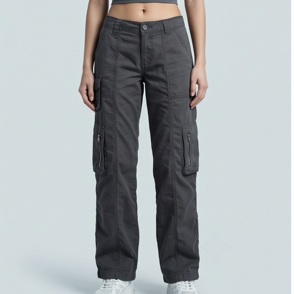 Hollister Utility 00R w24R Low Rise Baggy Cargo Pants Charcoal Grey Y2K